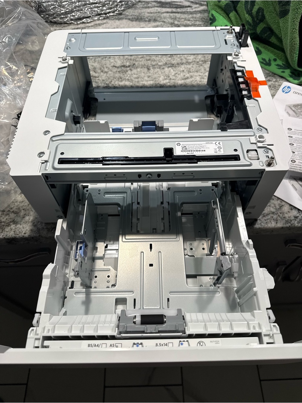 HP White and Gray Replacement Printer Paper Tray Assembly with Orange Tabs